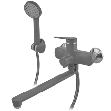 Змішувач для ванни Plamix Lucas-006 Euro SET Graphite (з шлангом, лійкою та кронш.) (Колір графіт) (PM6101)