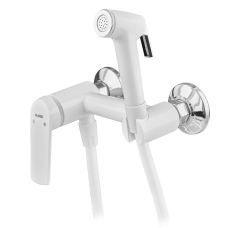 Змішувач для гігієнічного душу Plamix Lucas-222 SET White (з шлангом та лійкою) (Колір білий) (PM6104)