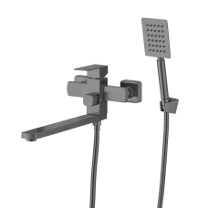 Смеситель для ванны WEZER PRO7А-02-GUNGREY с длинным изливом, Ø35, нержавеющая сталь, оружейная сталь