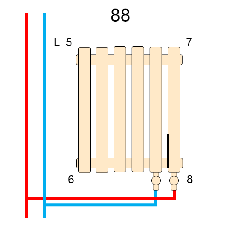 Betatherm Дизайнерский трубчатый радиатор Praktikum 500мм/995мм (PV 2050/26 9016M 88)