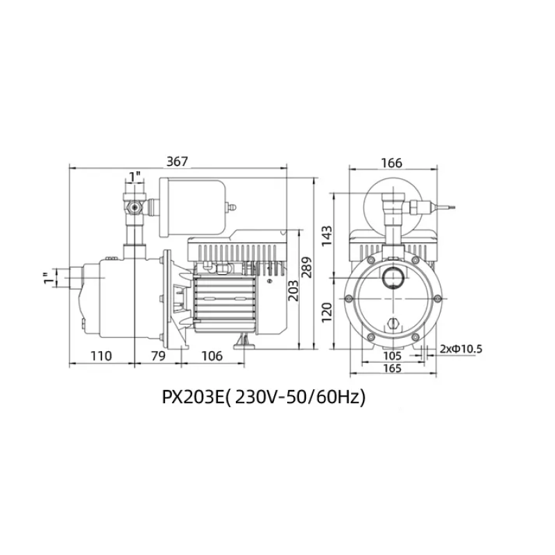 SHIMGE насоси PX203-E SHIMGE багатоступ. станція (0,37 кВт, Нmax=32м, Qmax=70л/хв) {1} (PX203-E)