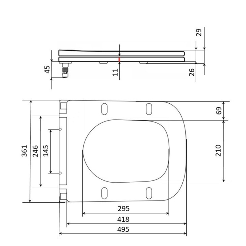 Сидіння для унітаза підлогового (Aries) 445×360×30 мм, White, з мікроліфтом? Slim Duroplast, Quick Release QT03228302W3 Qtap SD00054056