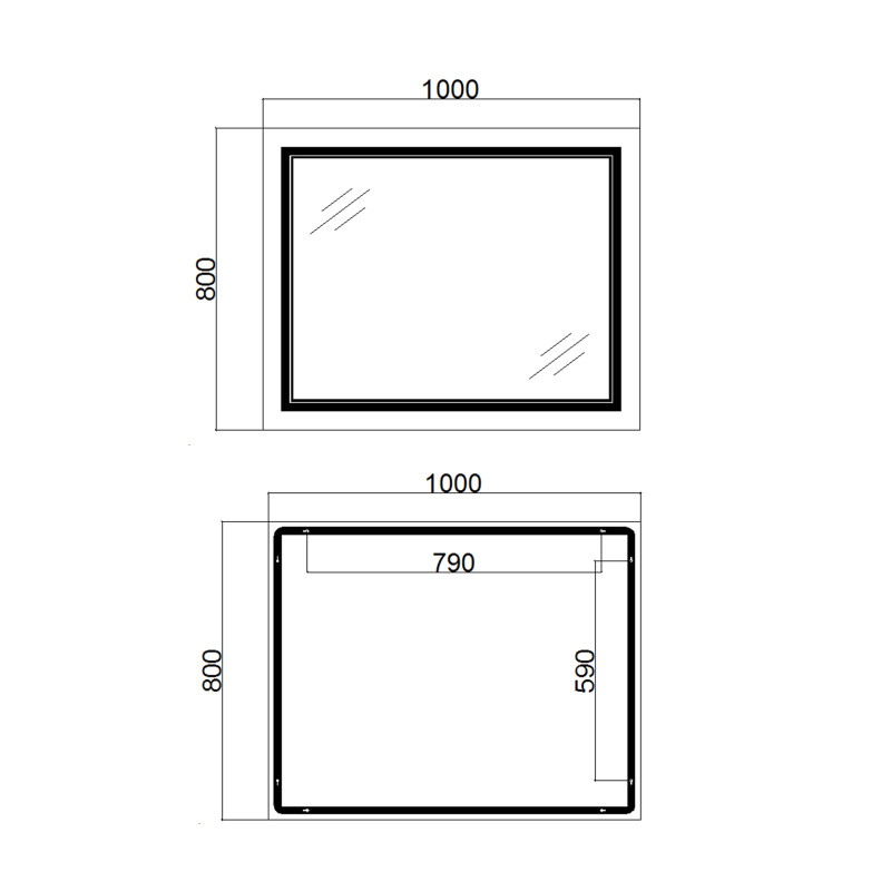 Qtap Дзеркало Cardinal 1000х800 з LED-підсвічуванням Touch, з антизапотіванням, з димером, рег. темп. кольору (3000-6500K) QT0478C10080