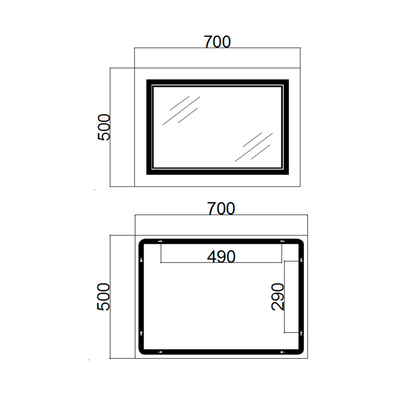 Qtap Дзеркало Cardinal 500х700 з LED-підсвічуванням Touch, з антизапотіванням, з димером, рег. темп. кольору (3000-6500K) Reverse QT0478C5070