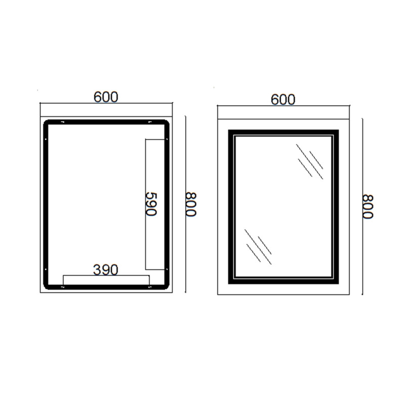 Qtap Дзеркало Cardinal 600х800 з LED-підсвічуванням Touch, з антизапотіванням, з димером, рег. темп. кольору (3000-6500K) Reverse QT0478C6080