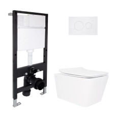 Готове рішення Qtap для ванної кімнати: підвісний унітаз Crow Rimless 520x360x290 + комплект інсталяції Standard (кругла клавіша White) SD00057746
