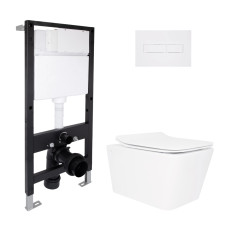 Готове рішення Qtap для ванної кімнати: підвісний унітаз Crow Rimless 520x360x290 + комплект інсталяції Standard (лінійна клавіша White) SD00057749