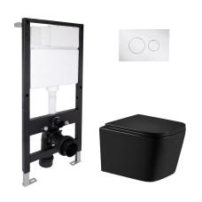 Готове рішення Qtap для ванної кімнати: підвісний унітаз Crow Ultra Quiet 485x340x290 + комплект інсталяції Standard (кругла клавіша Chrome) SD00057841