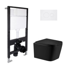 Готове рішення Qtap для ванної кімнати: підвісний унітаз Crow Ultra Quiet 485x340x290 + комплект інсталяції Standard (кругла клавіша White) SD00057842