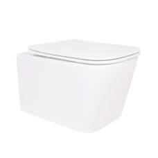 Унітаз підвісний Crow Rimless 485х340х330 мм, White, з сидінням Slim Duroplast/ Soft-close/ Quick Release QT05335171RW Qtap SD00054228