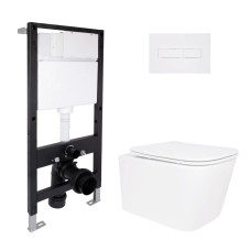 Готове рішення Qtap для ванної кімнати: підвісний унітаз Crow Ultra Quiet 485x340x290 + комплект інсталяції Standard (лінійна клавіша White) SD00057737