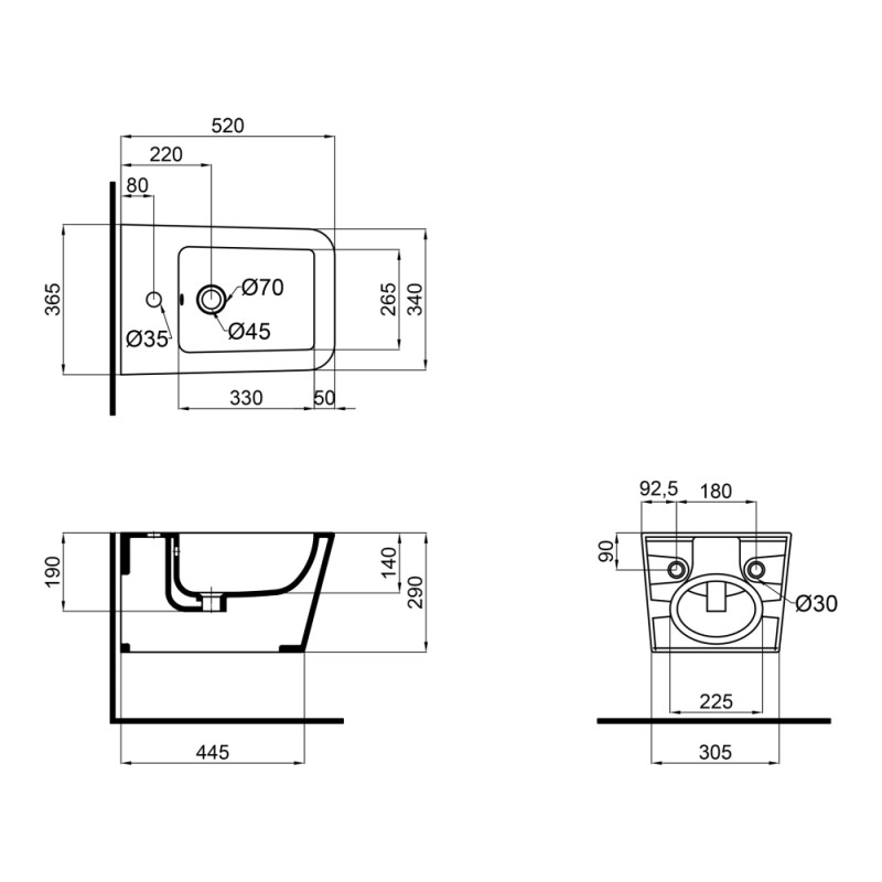 Qtap Підвісне біде Crow 520х360х290 White (QT05555370W)