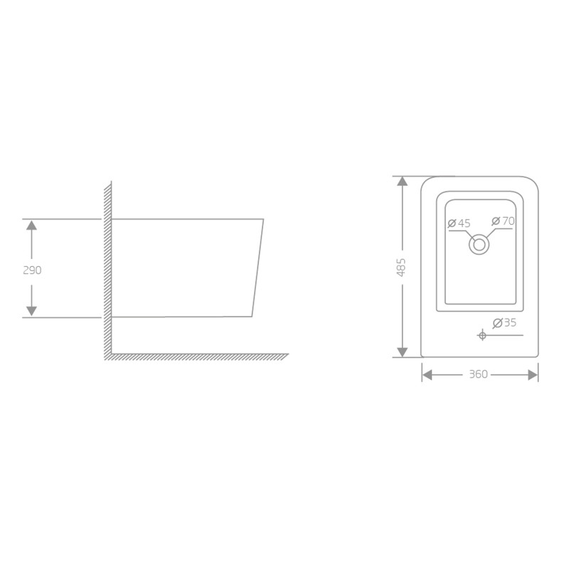 Біде підвісне Qtap Crow 485х340х290 мм White QT05555371W SD00054230