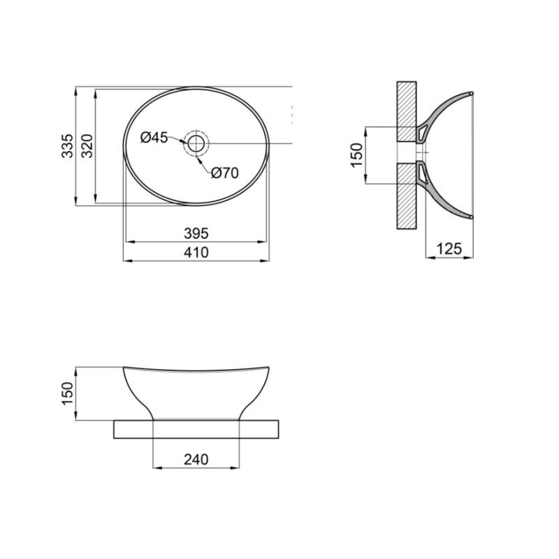 Qtap Раковина-чаша Dove 410х335х145 Matt black QT063078MBMBN