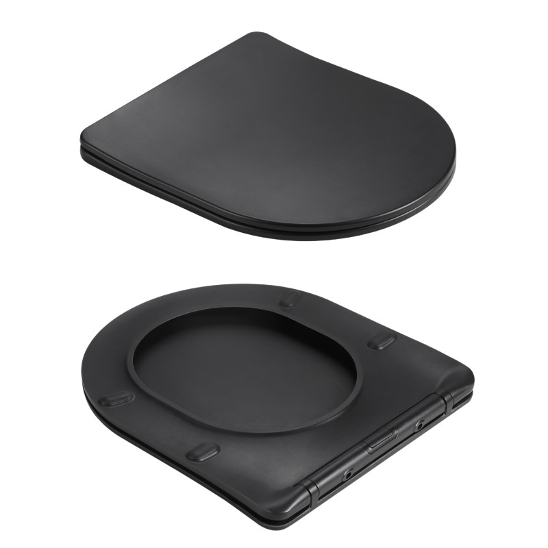 Унітаз підвісний Qtap Jay Ultra Quiet 485х360х320 мм, Matt Black, сидінням Slim Duroplast/ Soft-close/ Quick Relase QT07335177MB SD00054232