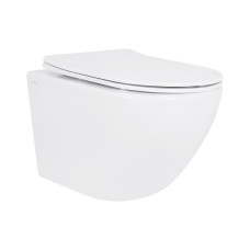 Унітаз підвісний Jay Rimless 485×360×320 мм, White, з сидінням Slim Duroplast/ Soft-close/ Quick Relase QT07335177RW Qtap SD00054231