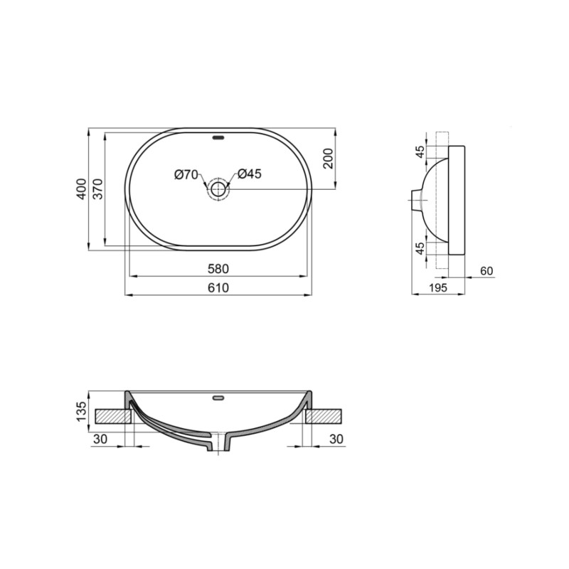 Qtap Раковина Leo 590x400x170 White QT11114028WN