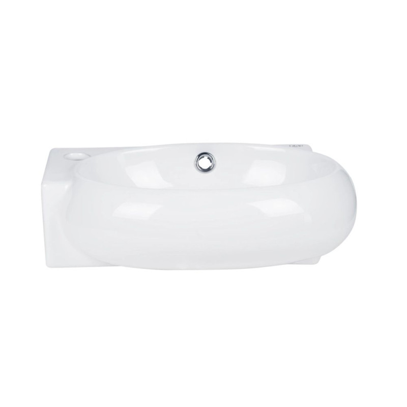 Qtap Комплект Leo: Раковина підвісна овальна ліва 430x290x140 мм White + Донний клапан PU02O