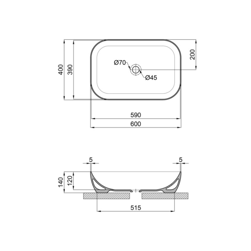 Qtap Раковина-чаша Robin 610х400х145 Matt black QT132143PMBMBN