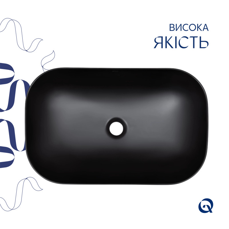 Qtap Раковина-чаша Robin 610х400х145 Matt black QT132143PMBMBN