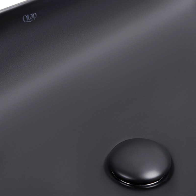 Qtap Комплект Robin: Раковина накладна прамокутна 610x400x145 мм Matt Black + Донний клапан PU03