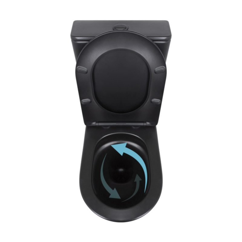 Qtap Унітаз підлоговий Robin Ultra Quiet безобідковий з сидінням Soft-close MATT BLACK QT13226083AMB