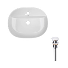 Qtap Комплект Scorpio: Раковина накладна овальна 505x385x120 мм White + Донний клапан PU02