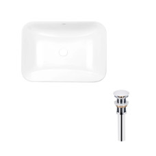 Qtap Комплект Scorpio: Раковина врізна прамокутна 610х380х150 мм White + Донний клапан PU02