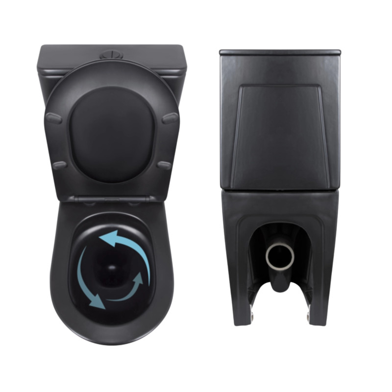 Комплект 2 в 1: підлоговий унітаз Qtap Scorpio Matt Black QT14226088AMB + набір гігієнічного душу Lidz Aria Black LDARI110BLA43394 SD00055247