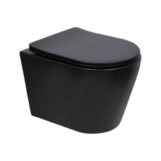 Qtap Унітаз підвісний Scorpio Ultra Quiet безобідковий з сидінням Soft-close MATT BLACK QT14332380AMB