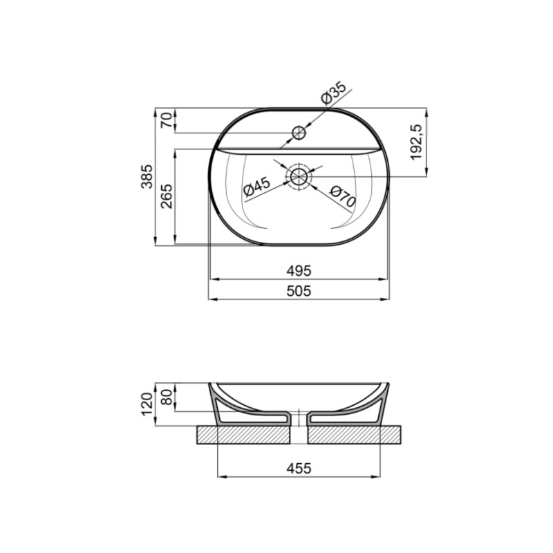 Qtap Раковина-чаша Scorpio 505х385х120 Matt black QT142202MBMBN