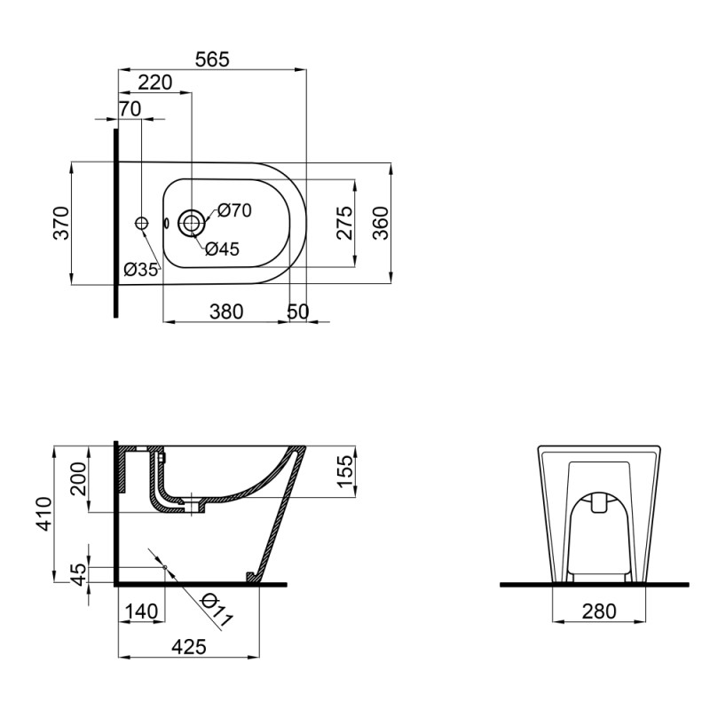 Qtap Біде підлогове Stork 560х360х410 White QT15443378W