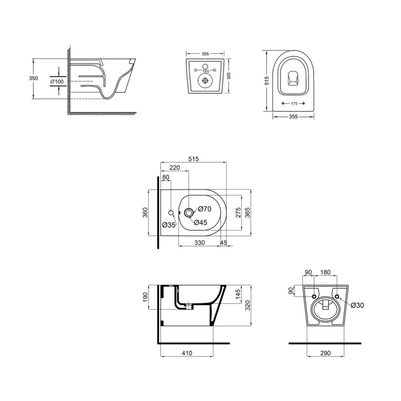 Qtap Комплект Swan 2 в 1: унітаз підвісний Rimless + біде підвісне