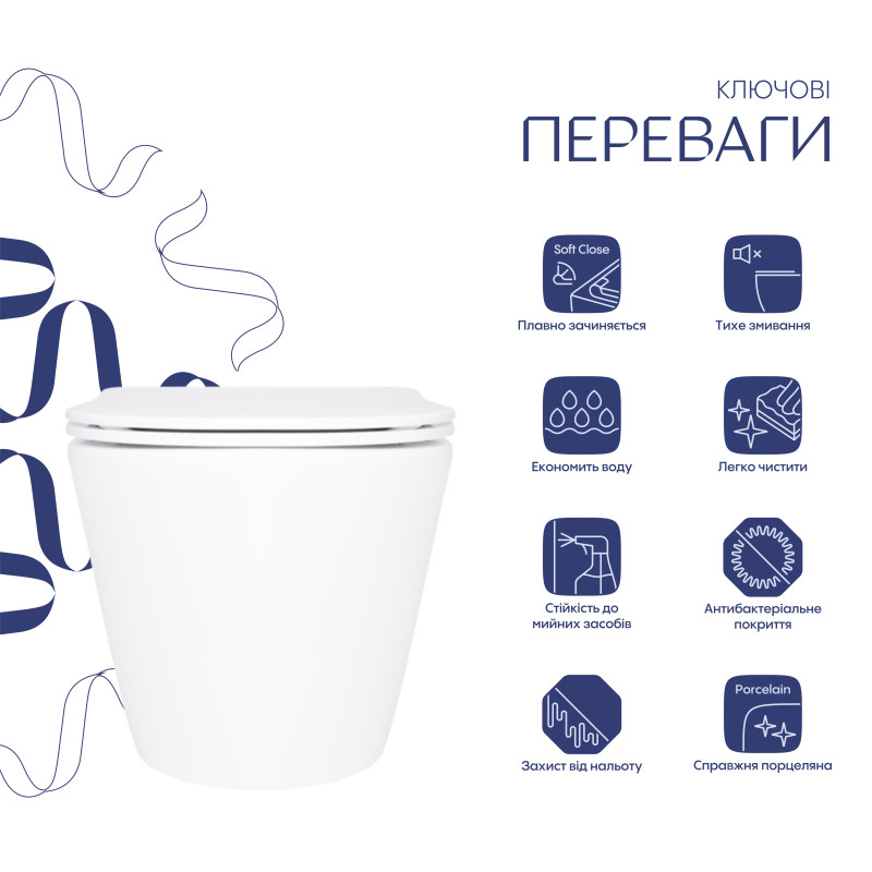 Qtap Унітаз підвісний Swan безобідковий з сідінням Soft-close QT16335180W