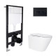 Готове рішення Qtap для ванної кімнати: підвісний унітаз Swan Ultra Quiet 520x360x320 + комплект інсталяції Standard (лінійна клавіша Black) SD00057768