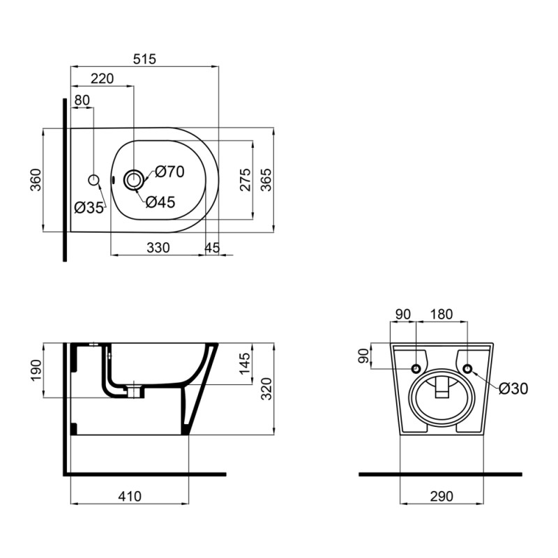 Qtap Підвісне біде Swan 520х360х320 White (QT16555378W)
