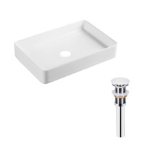 Qtap Комплект Tern: Раковина накладна прамокутна 600x405x110 мм WHITE + Донний клапан PU02