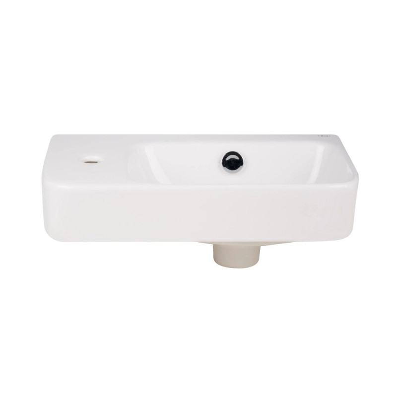 Qtap Комплект Tern: Раковина підвісна прамокутна ліва 450х260х155 мм White + Донний клапан PU02O