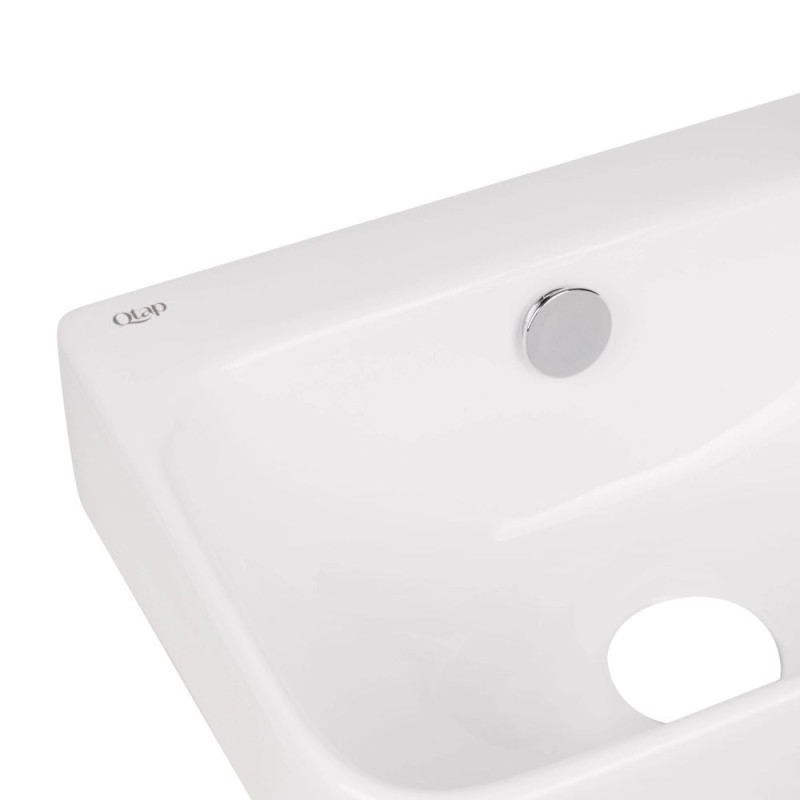 Qtap Комплект Tern: Раковина підвісна прамокутна права 450х260х155 мм White + Донний клапан PU02O