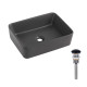 Раковина накладна Qtap Tern 480x370x135 мм, Anthracite, прямокутна, з донним клапаном QT17116069AN SD00054300