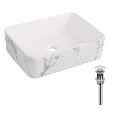Раковина накладна Qtap Tern 480x370x135 мм, Marble, прямокутна, з донним клапаном QT17116069MR SD00054303