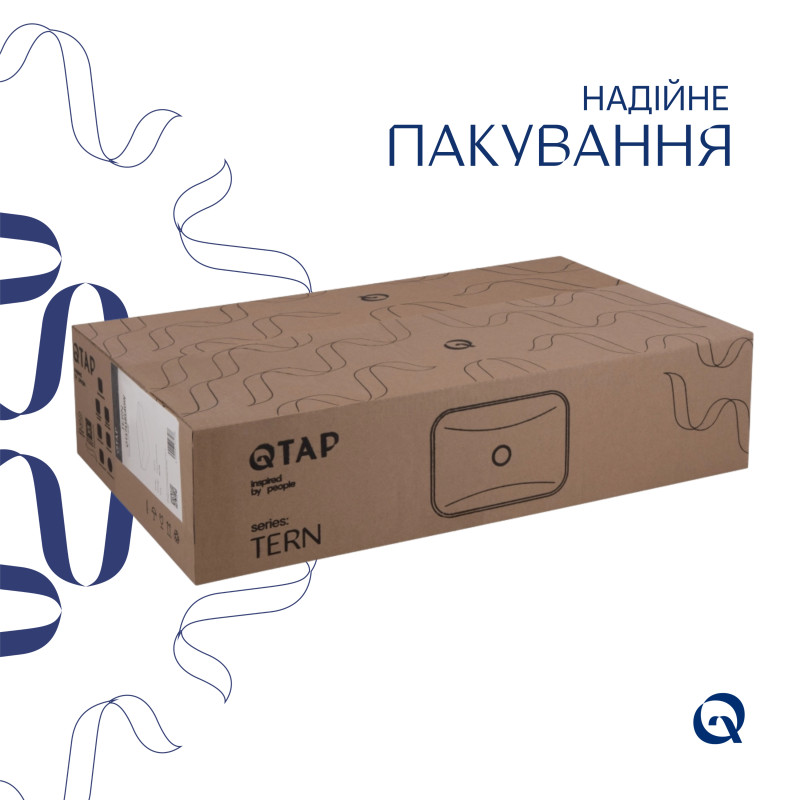 Раковина накладна Qtap Tern 480x370x135 мм, Stone grey, прямокутна, з донним клапаном QT17116069SG SD00054301