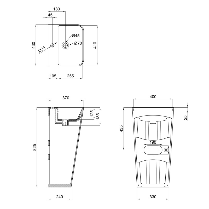 Qtap Раковина для підлоги моноблок Tern 440х380х830mm White QT1711G302WN