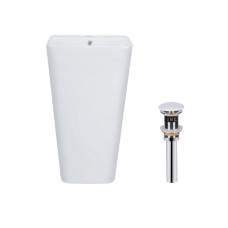 Qtap Комплект Tern: Раковина напольна моноблок 440х380х830 мм White + Донний клапан PU02O