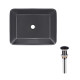 Qtap Комплект Tern: Раковина накладна прамокутна 475х370х140 мм Matt Black + Донний клапан PU03