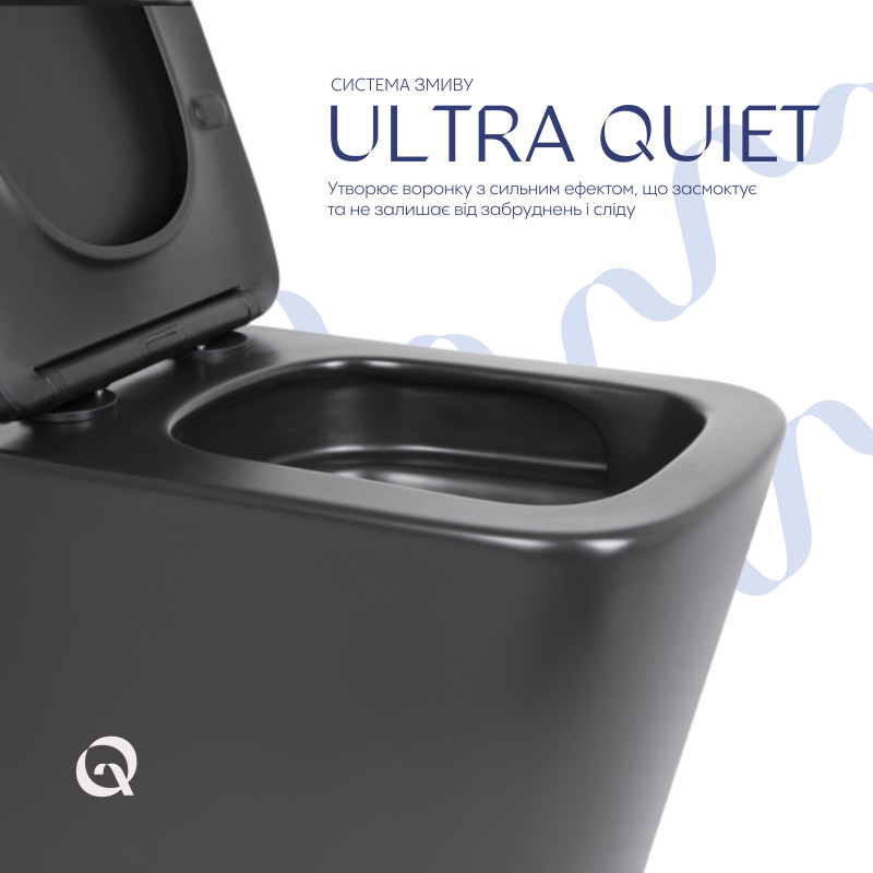 Qtap Унітаз підвісний Tern New Ultra Quiet безобідковий з сидінням Soft-close MATT BLACK QT17332303ASMB