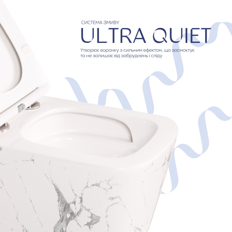 Унітаз підвісний Tern Ultra Quiet 490×365×325 мм, Marble, з сидінням Slim Duroplast / Soft-close / Quick Release QT17332303ASMR Qtap SD00054291