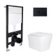 Готове рішення Qtap для ванної кімнати: підвісний унітаз Tern Ultra Quiet 525x345x360 + комплект інсталяції Standard (лінійна клавіша Black) SD00057690