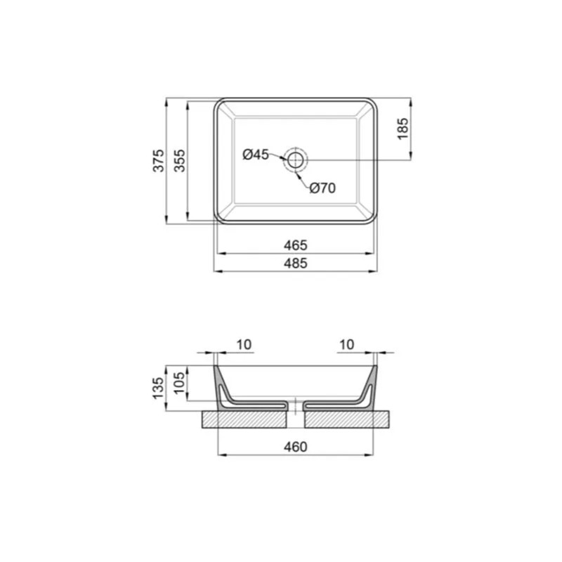 Qtap Раковина-чаша Tern 475х370х140 Matt black QT172074MBMBN