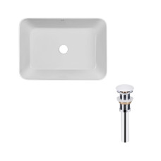 Qtap Комплект Virgo: Раковина накладна прамокутна 490х350х110 мм White + Донний клапан PU02